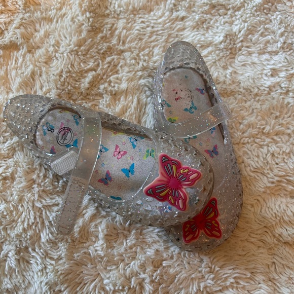 Clear Glitter Jelly Shoes with Butterfly Accent - Picture 1 of 2